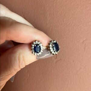 Sterling silver/platinum Kanchanaburi Sapphire Earrings